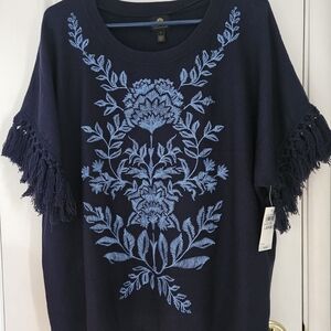 JM Collection Dark Blue Knit Top